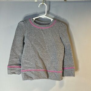Grey crewneck pullover with hot pink stitching